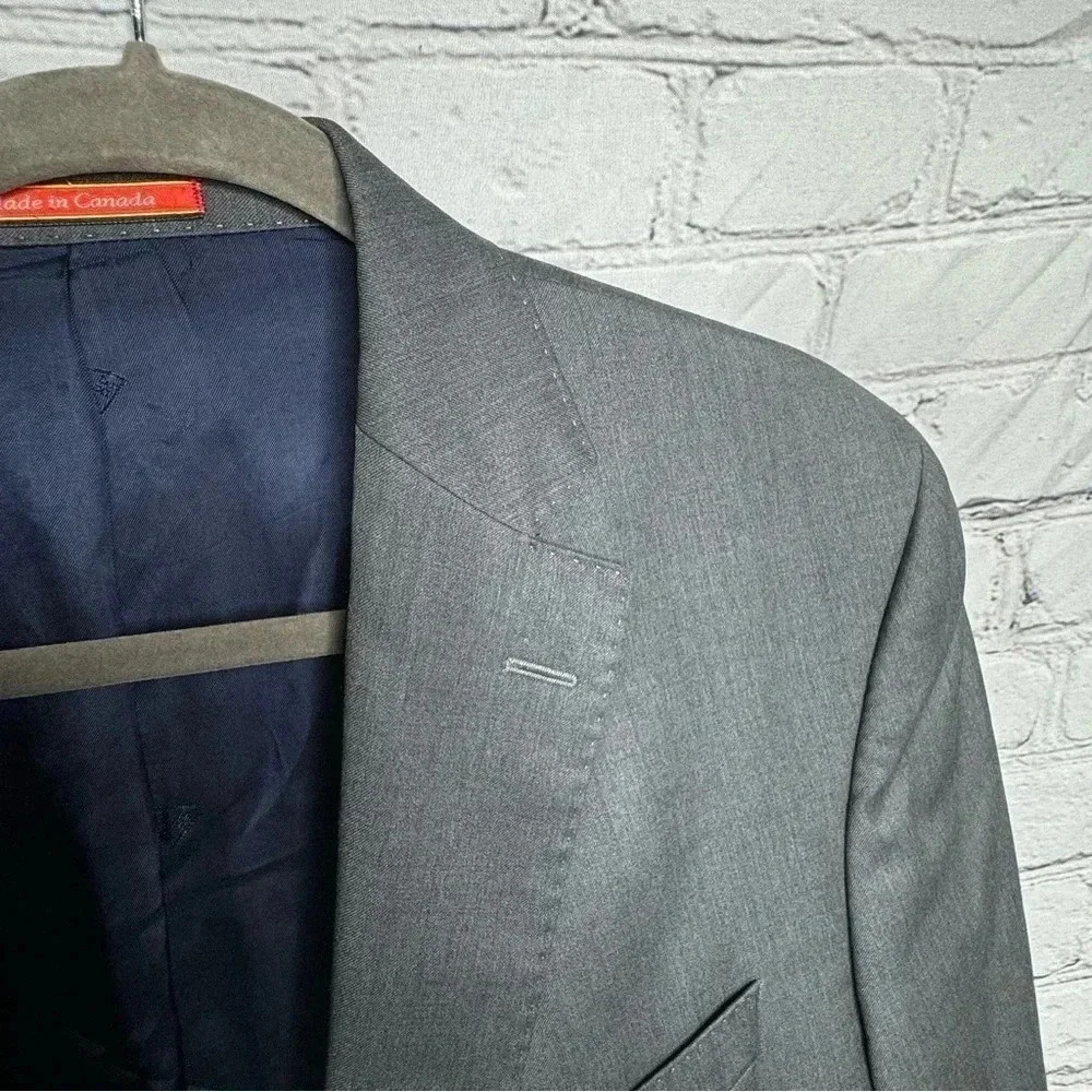 Cremiux Collection Loro Piana Wool Gray Herringbone Blazer Sports Coat size 44L - Picture 4 of 9